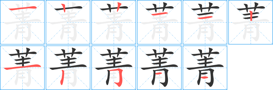 菁的笔顺分步演示图