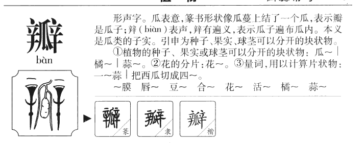 瓣字字源字形