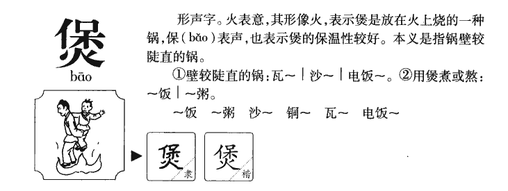 煲字字源字形