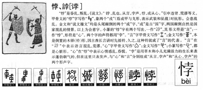 悖字字源字形