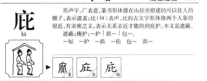 庇字字源字形