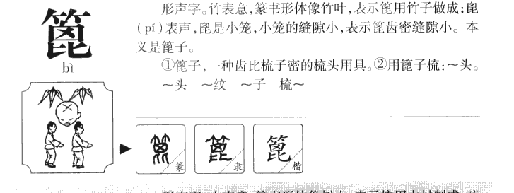 篦字字源字形