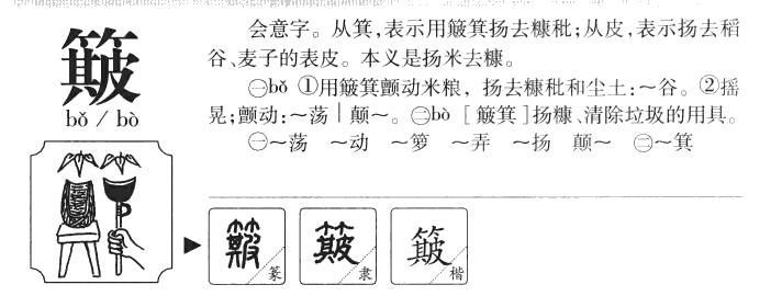 簸字字源字形