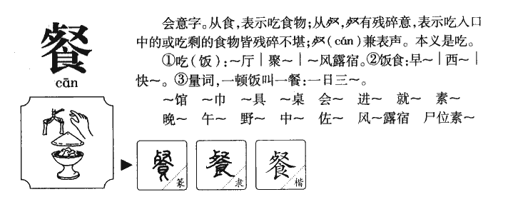 餐字字源字形