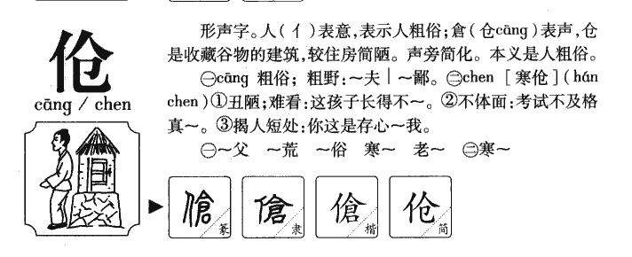 伧字字源字形