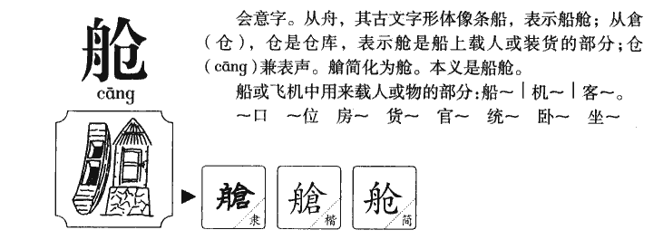 舱字字源字形