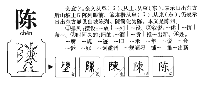 陈字字源字形