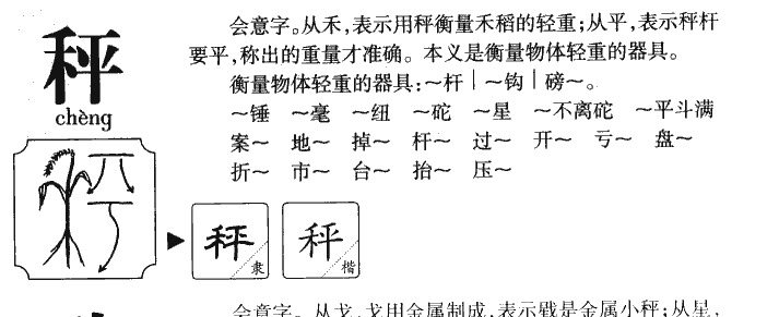 秤字字源字形