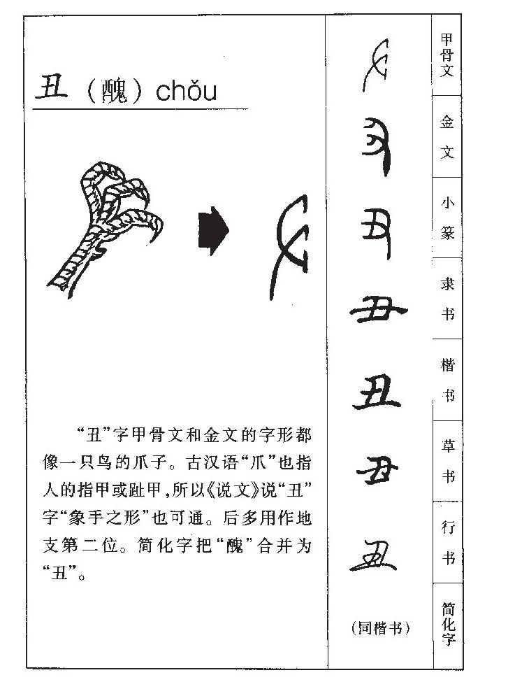 丑字字源字形