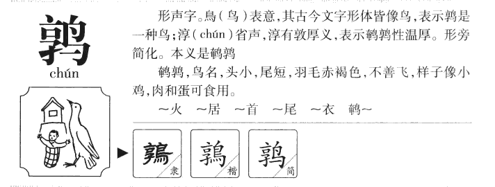 鹑字字源字形
