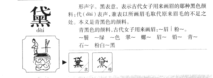 黛字字源字形