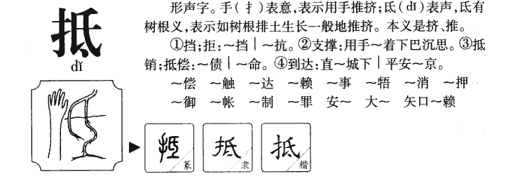 抵字字源字形