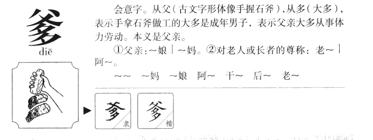 爹字字源字形
