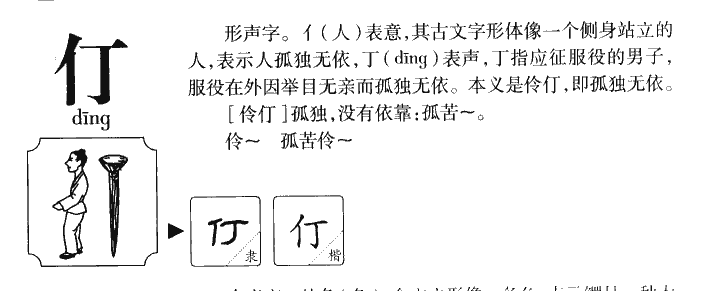 仃字字源字形