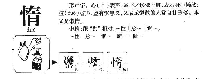 惰字字源字形