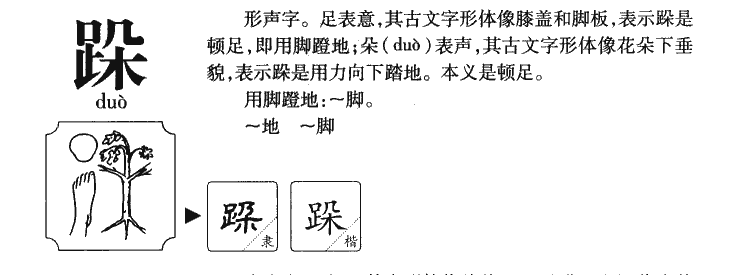 跺字字源字形
