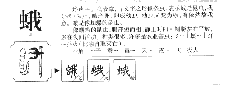蛾字字源字形