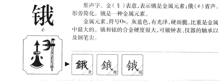 锇字字源字形