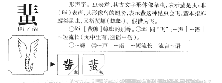 蜚字字源字形