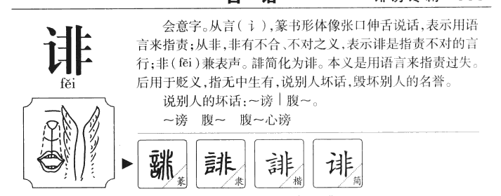 诽字字源字形