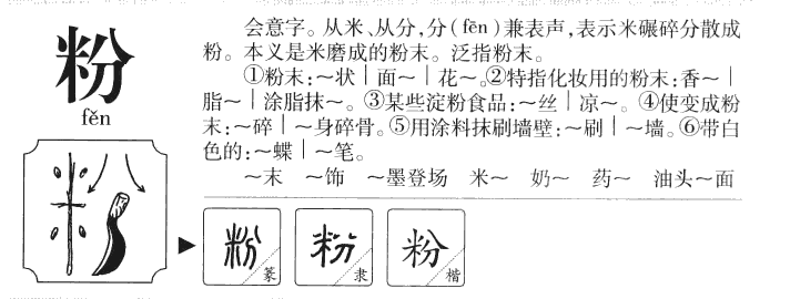 粉字字源字形