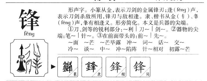 锋字字源字形