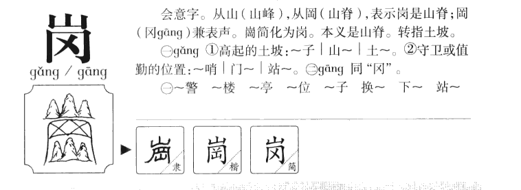 岗字字源字形