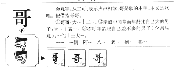 哥字字源字形