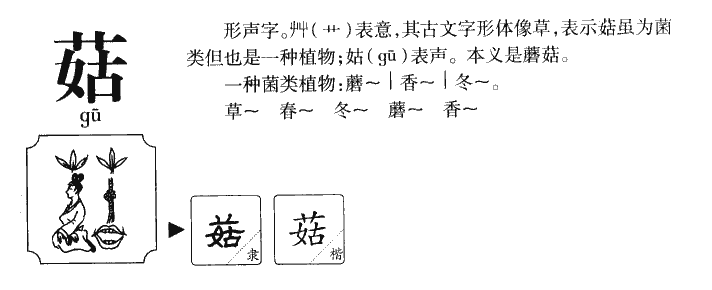 菇字字源字形