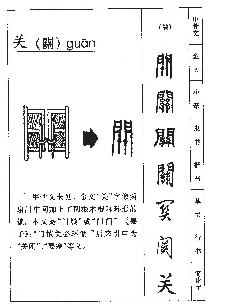 关字字源字形