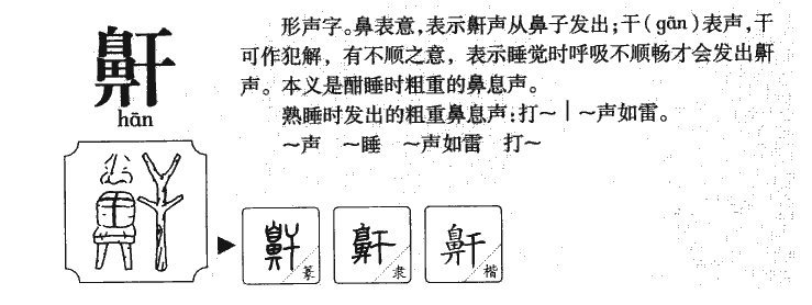 鼾字字源字形