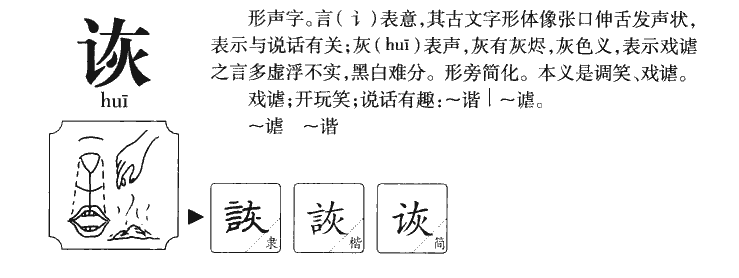诙字字源字形
