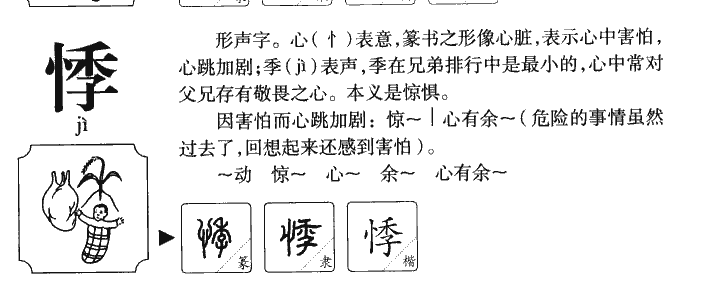 悸字字源字形