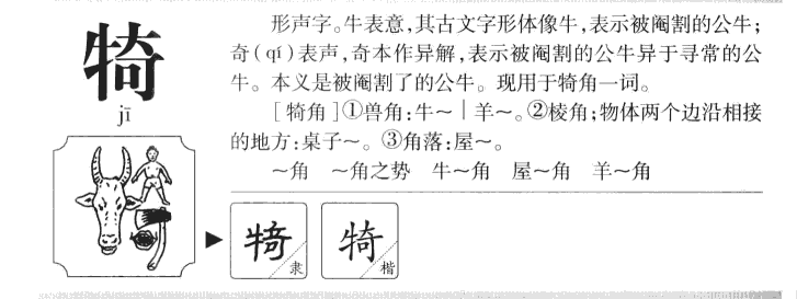 犄字字源字形