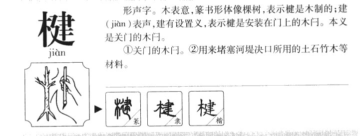 楗字字源字形