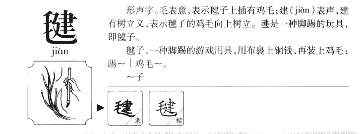 毽字字源字形
