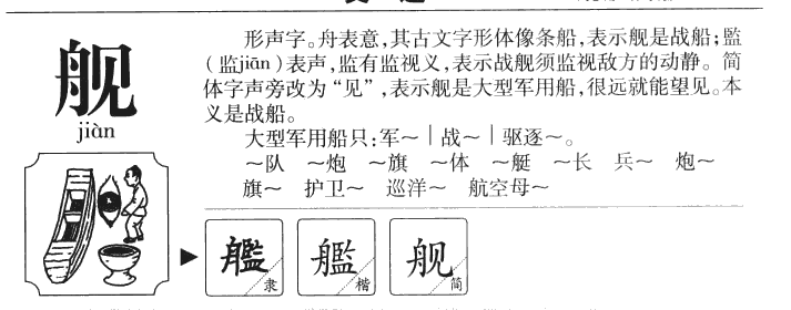 舰字字源字形