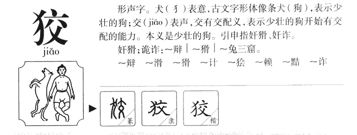 狡字字源字形