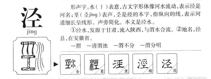 泾字字源字形