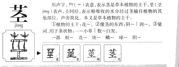 茎字字源字形
