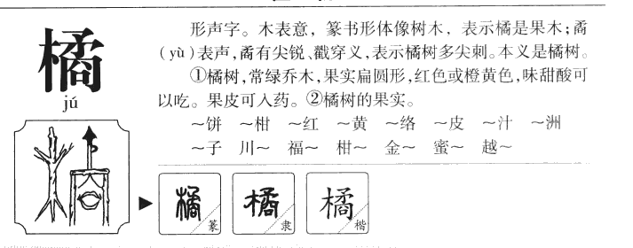 橘字字源字形