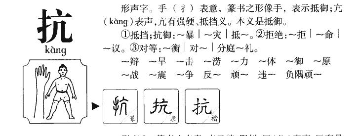 抗字字源字形