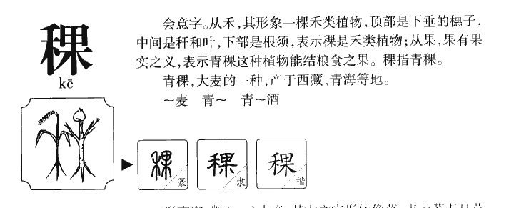 稞字字源字形