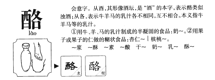 酪字字源字形