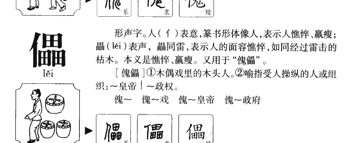 儡字字源字形