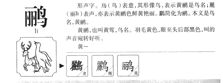 鹂字字源字形