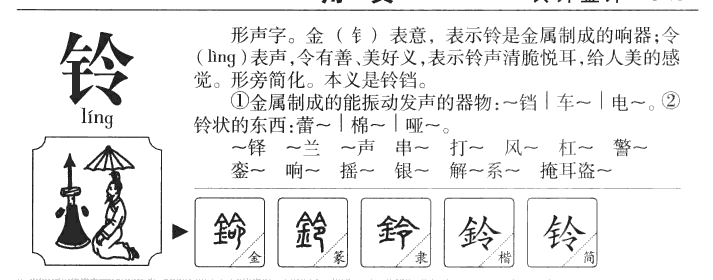 铃字字源字形