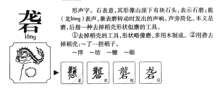 砻字字源字形