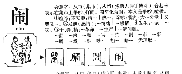 闹字字源字形