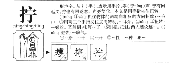 拧字字源字形
